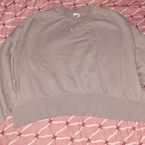 Nike Light Tan Crewneck Sweatshirt with White Swoosh